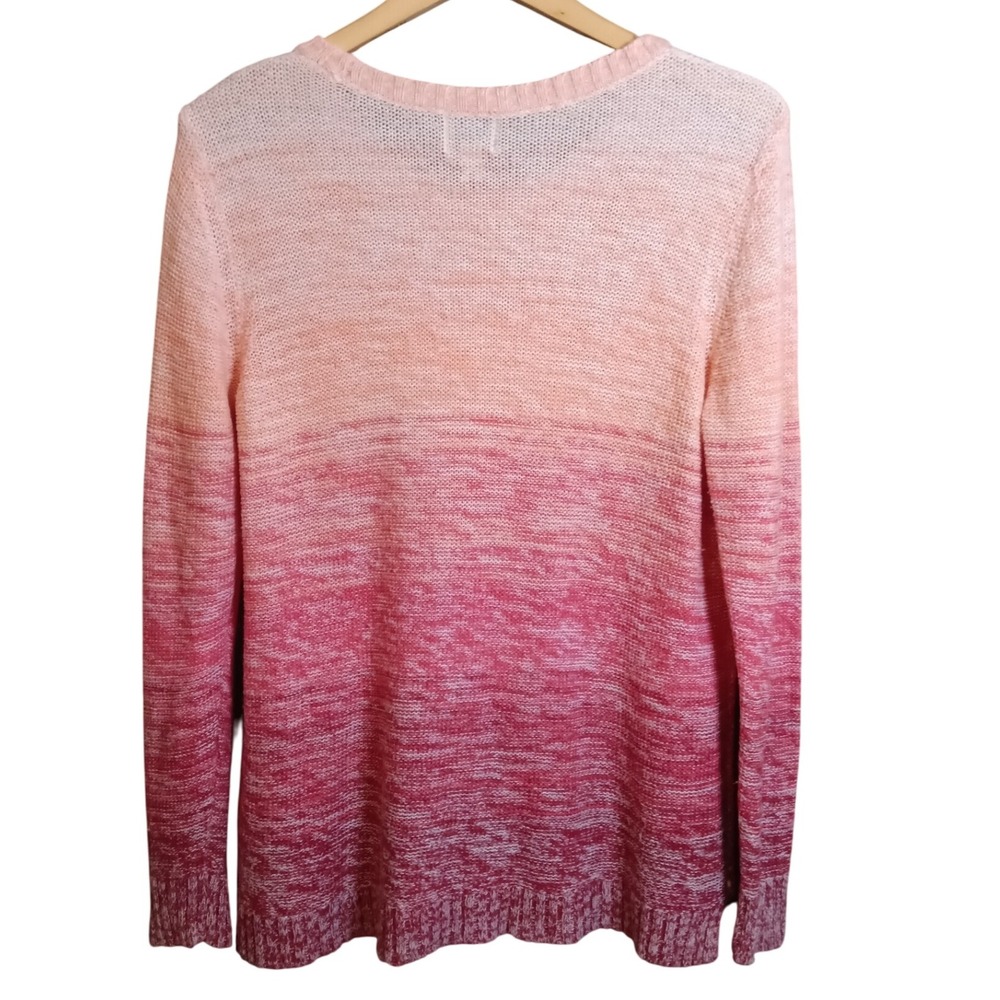 St Johns Bay Women XL Ombre Pink Cable Knit Cotton Acrylic Sweater Long Sleeve - Picture 6 of 10